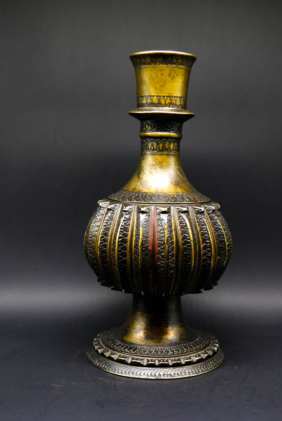 Old Brass Flower Vase - the ladakh art palace