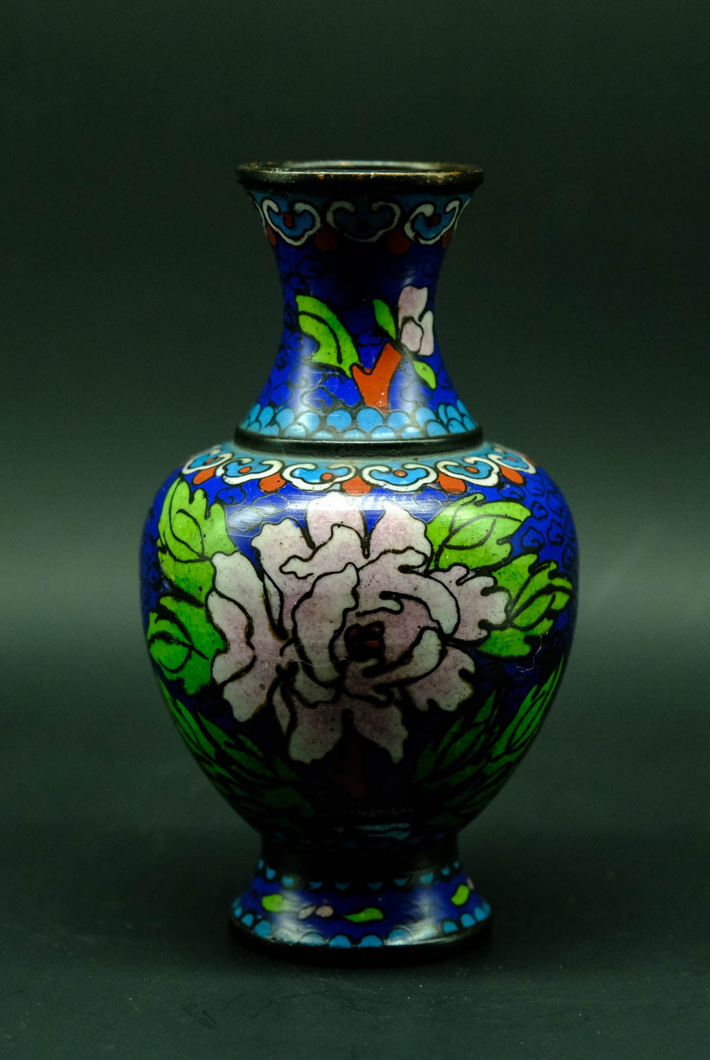 Old Cloisonne Enamel Small Flowerpot - the ladakh art palace