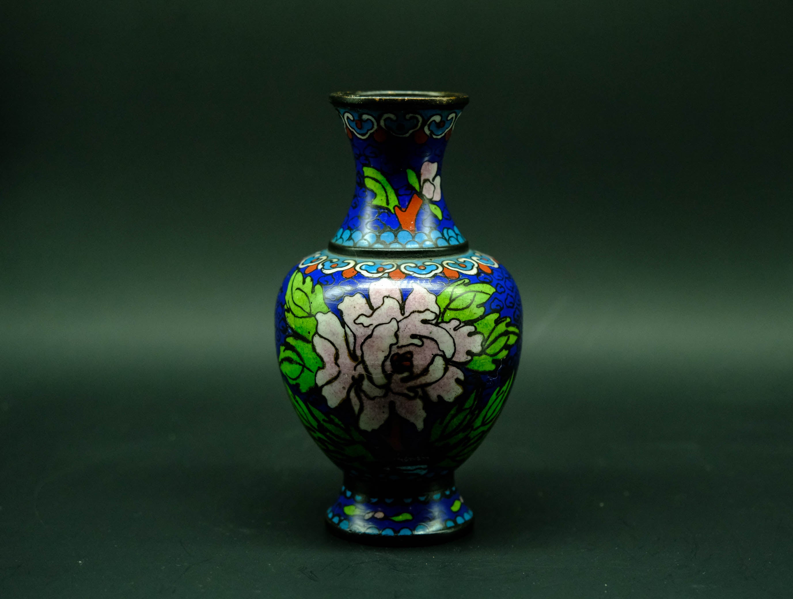 Old Cloisonne Enamel Small Flowerpot - the ladakh art palace