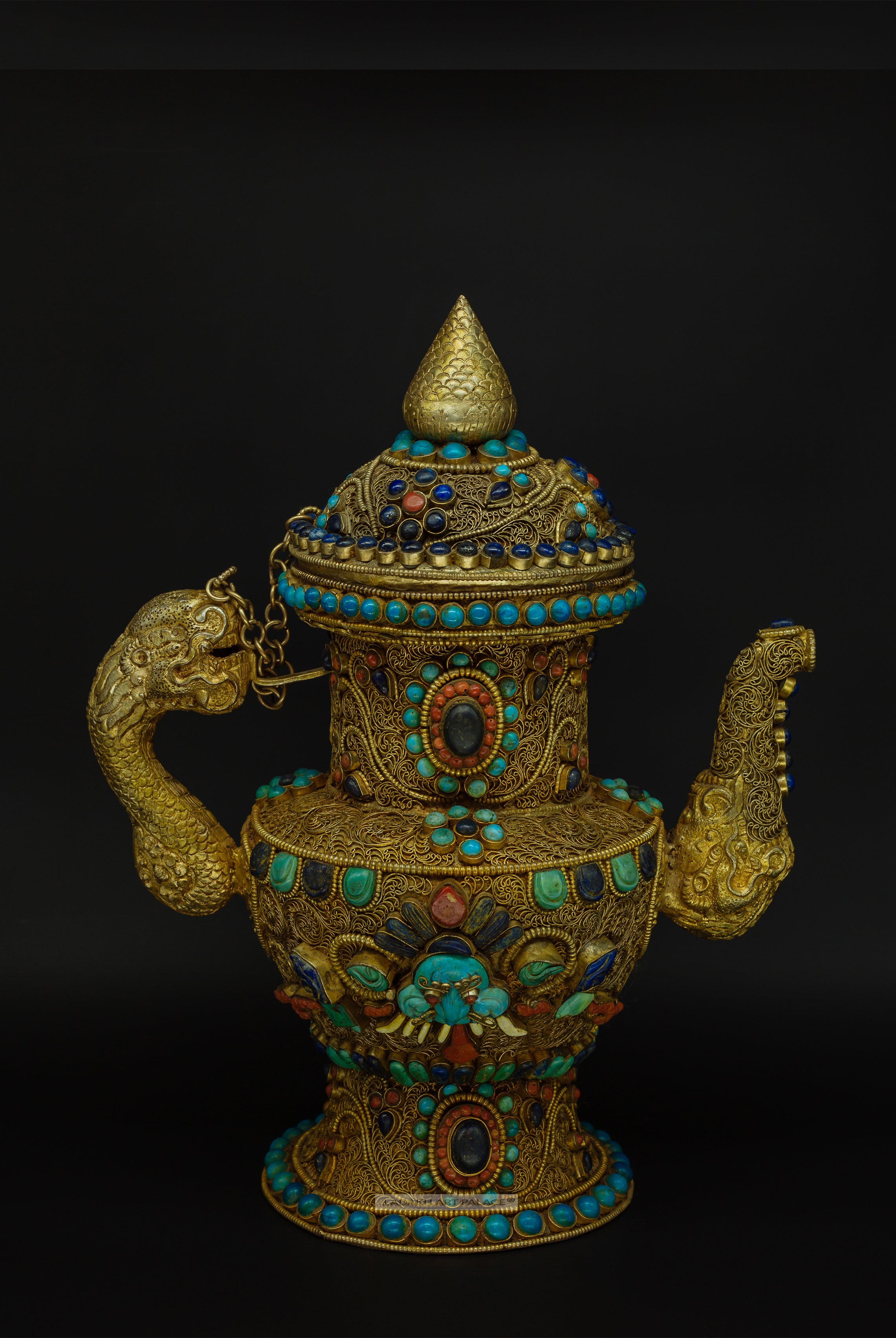 Gold Plated Filigree Teapot - the ladakh art palace