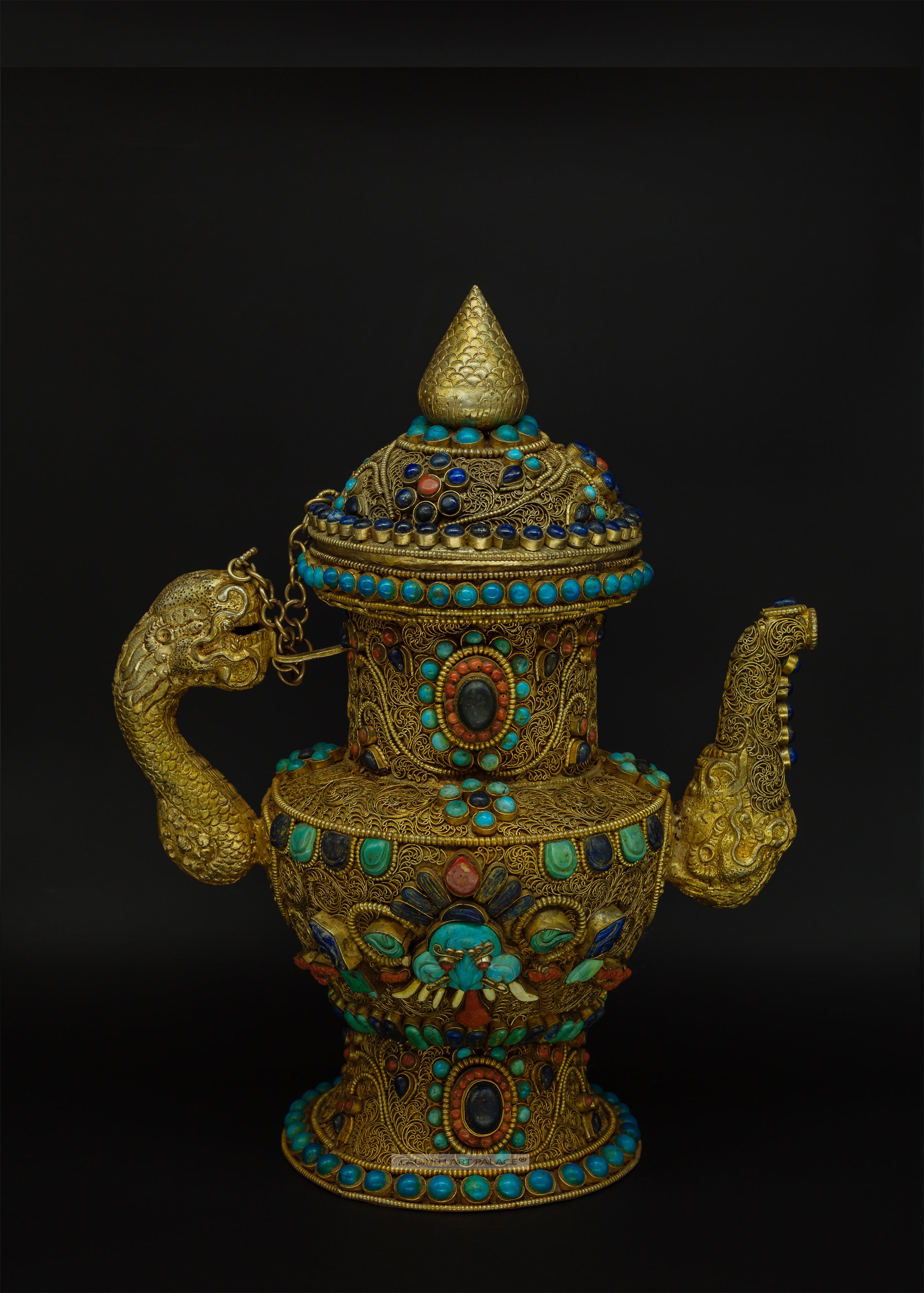Gold Plated Filigree Teapot - the ladakh art palace