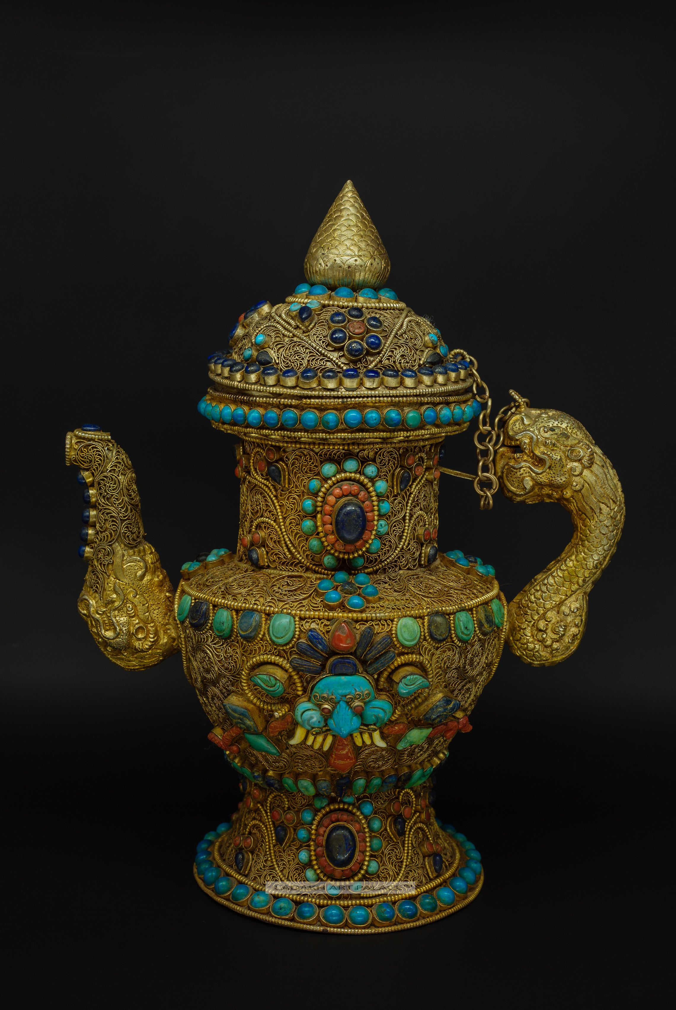 Gold Plated Filigree Teapot - the ladakh art palace