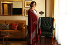 Maroon Embroidered Pure Pashmina Shawl With Zari Border - the ladakh art palace