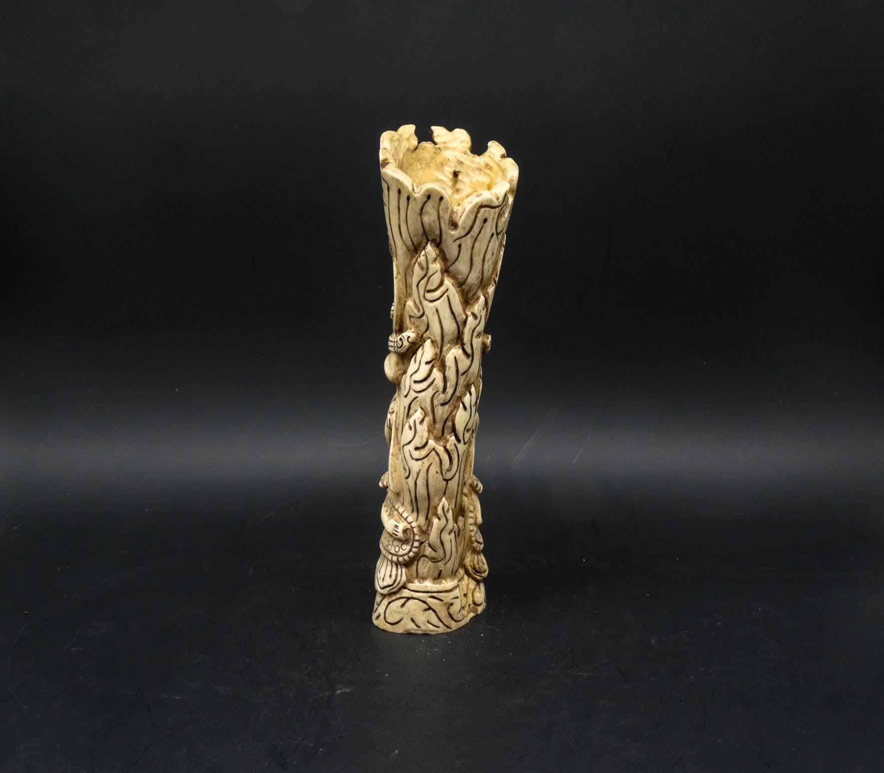 Yak Bone Carving of Mahakala Six Arm Gonbo - the ladakh art palace