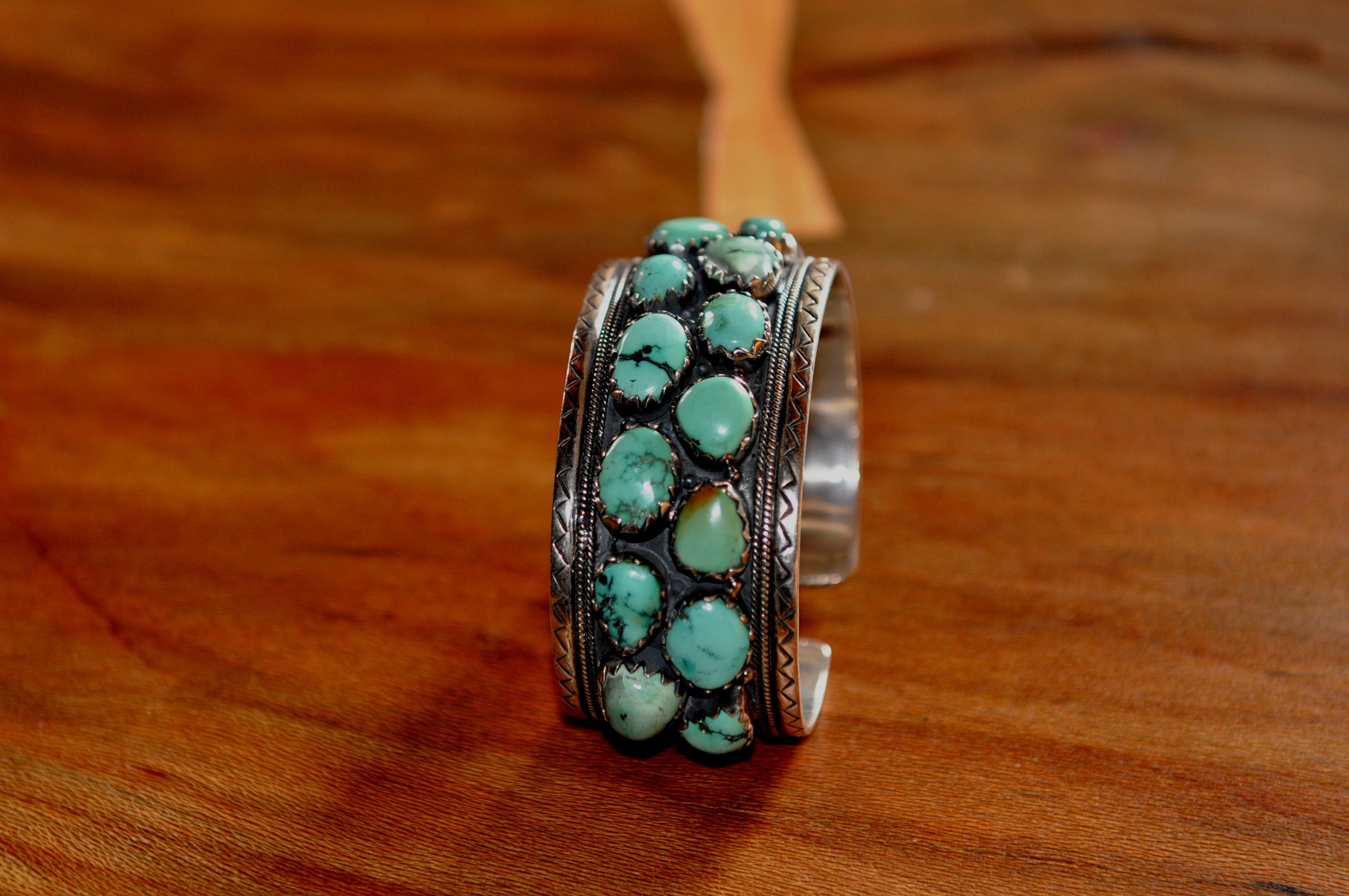 Turquoise and silver bangle. - the ladakh art palace
