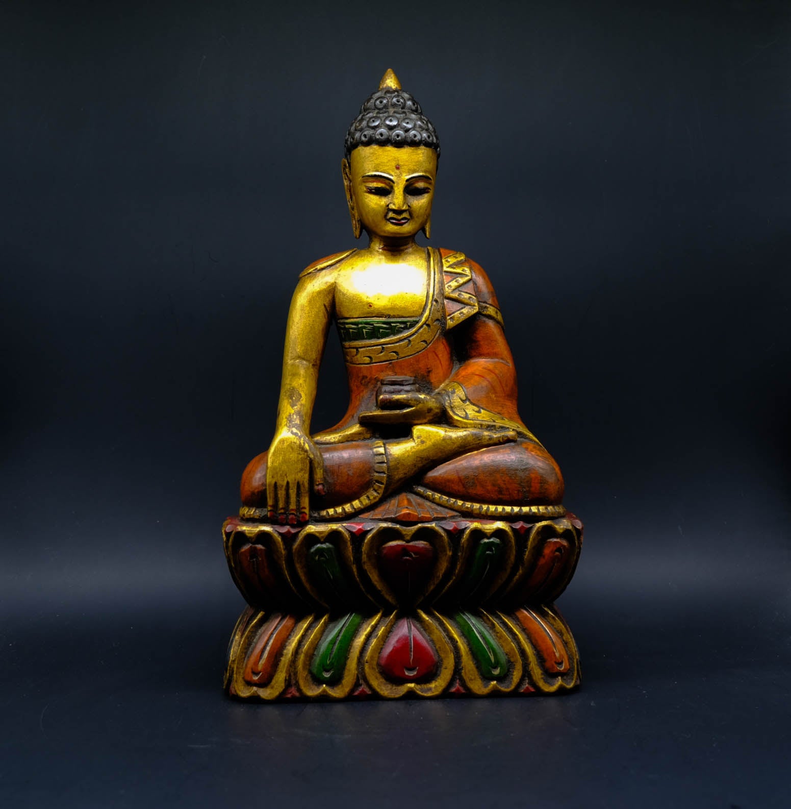 Shakyamuni Wooden Buddha Statue - the ladakh art palace