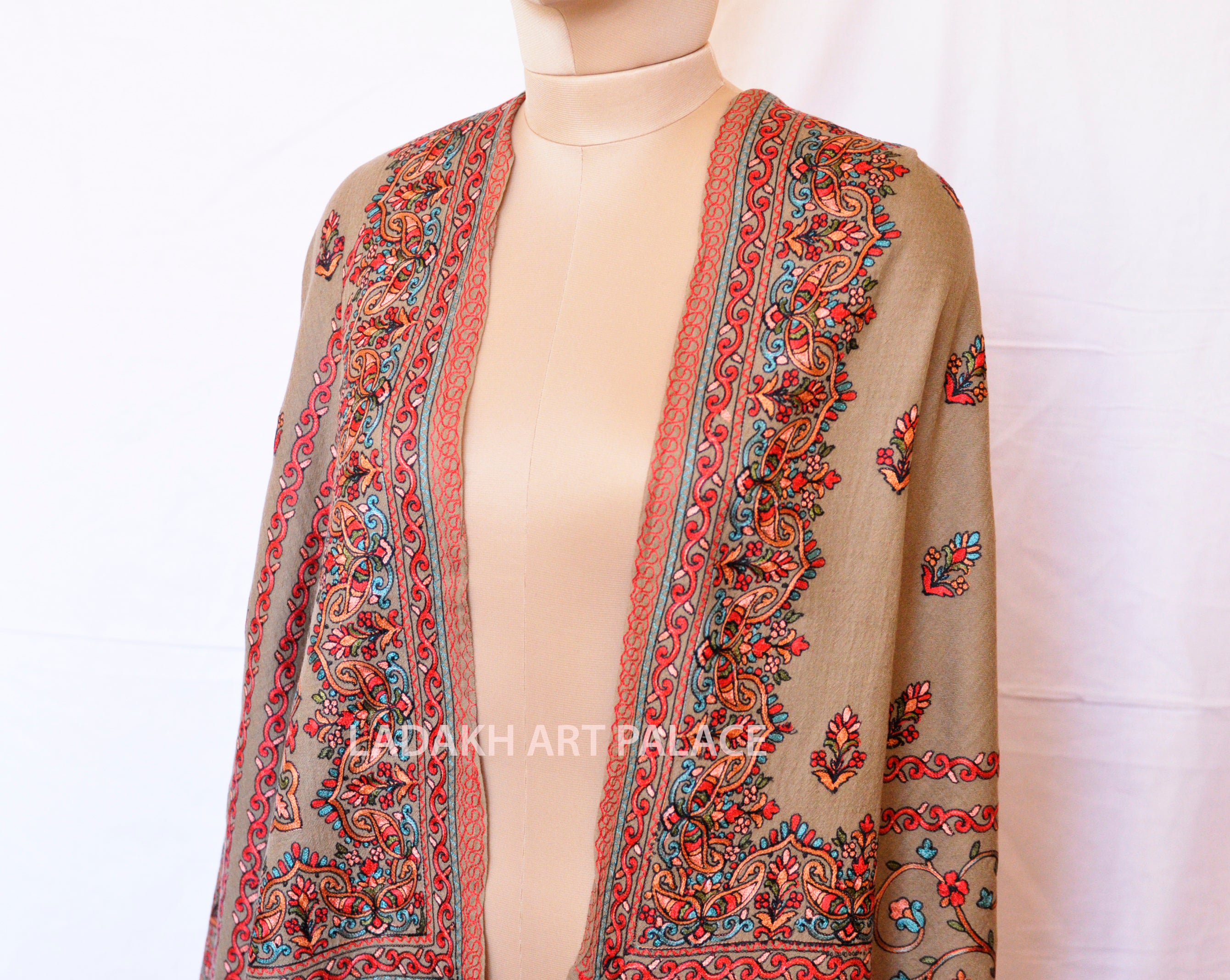 Pure Wool Embroidery Stole - the ladakh art palace